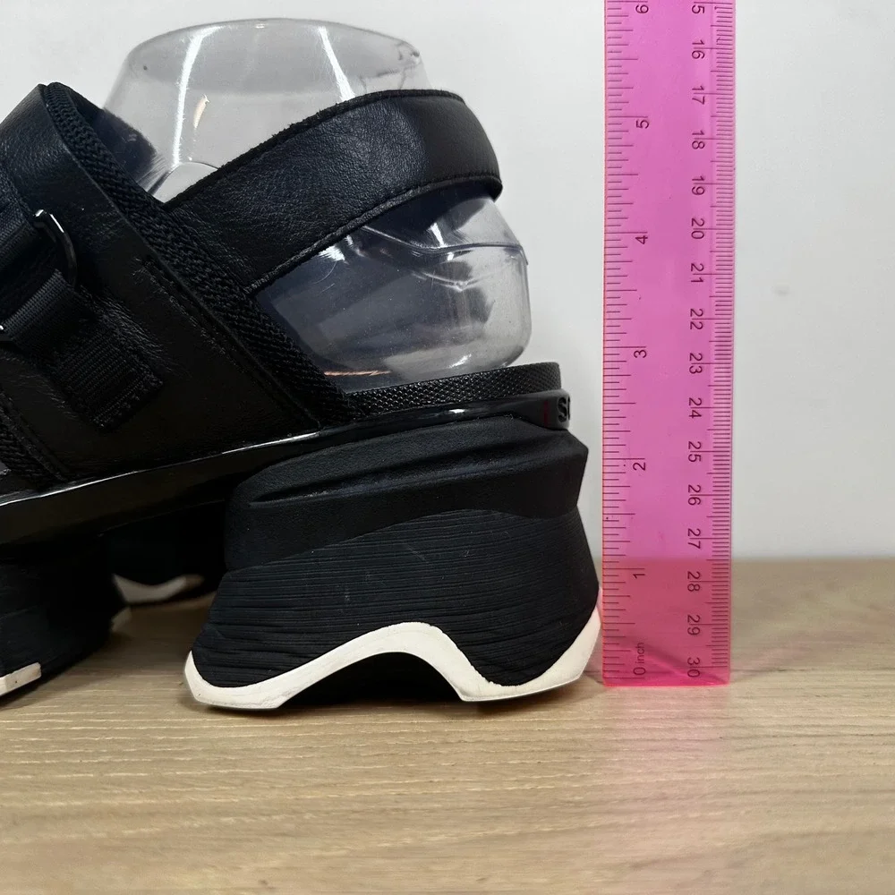 Sorel Kinetic Impact II Slingback Sandals Women 9.5 Black Platform Sport Chunky